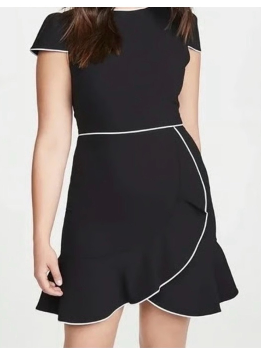 Alice + Olivia Black Dress with White Piping
